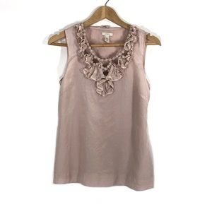 J Crew Ruffled Collier Blush Sleeveless Blouse